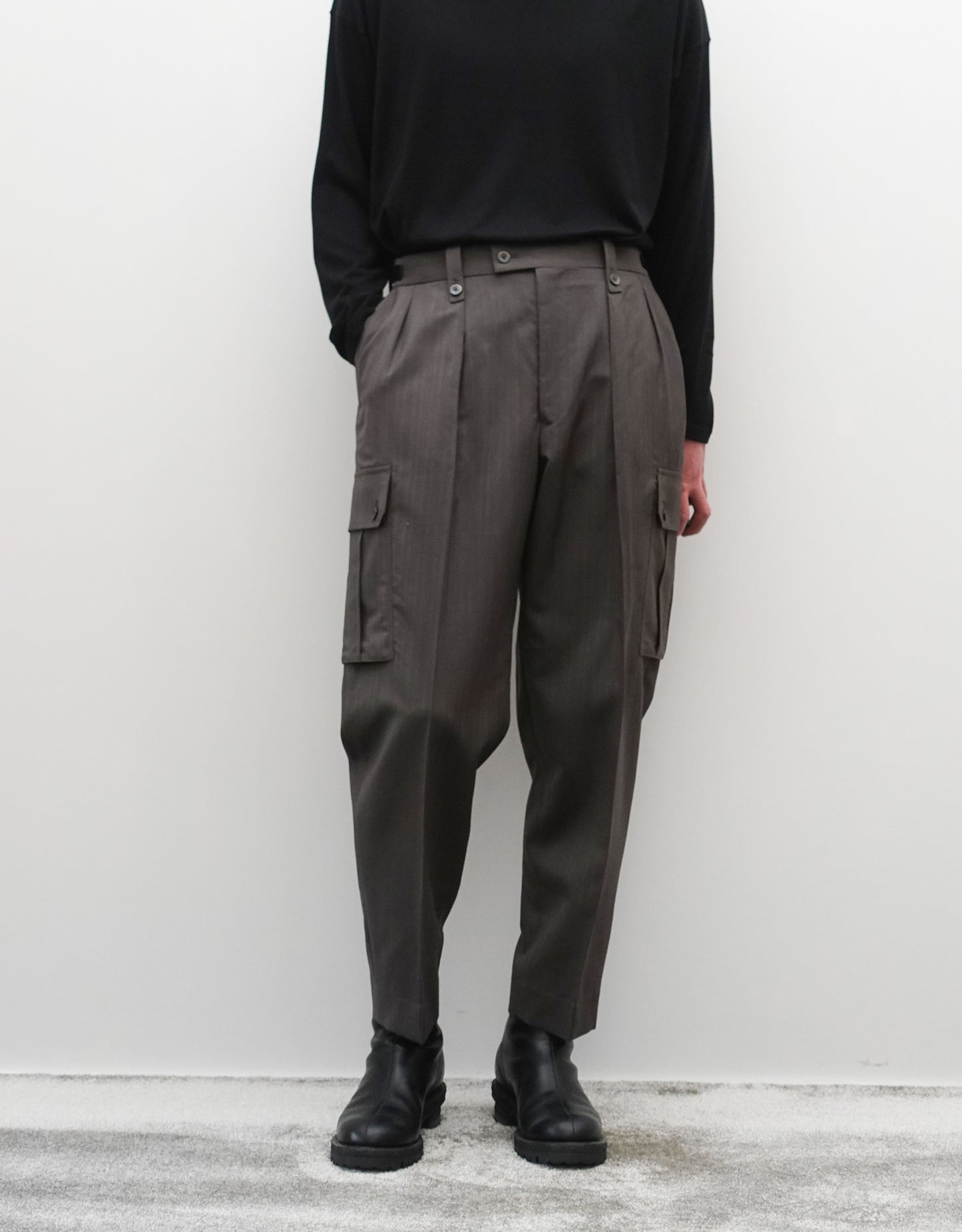TWO TUCK CARGO SLACKS - ASH TAUPE -