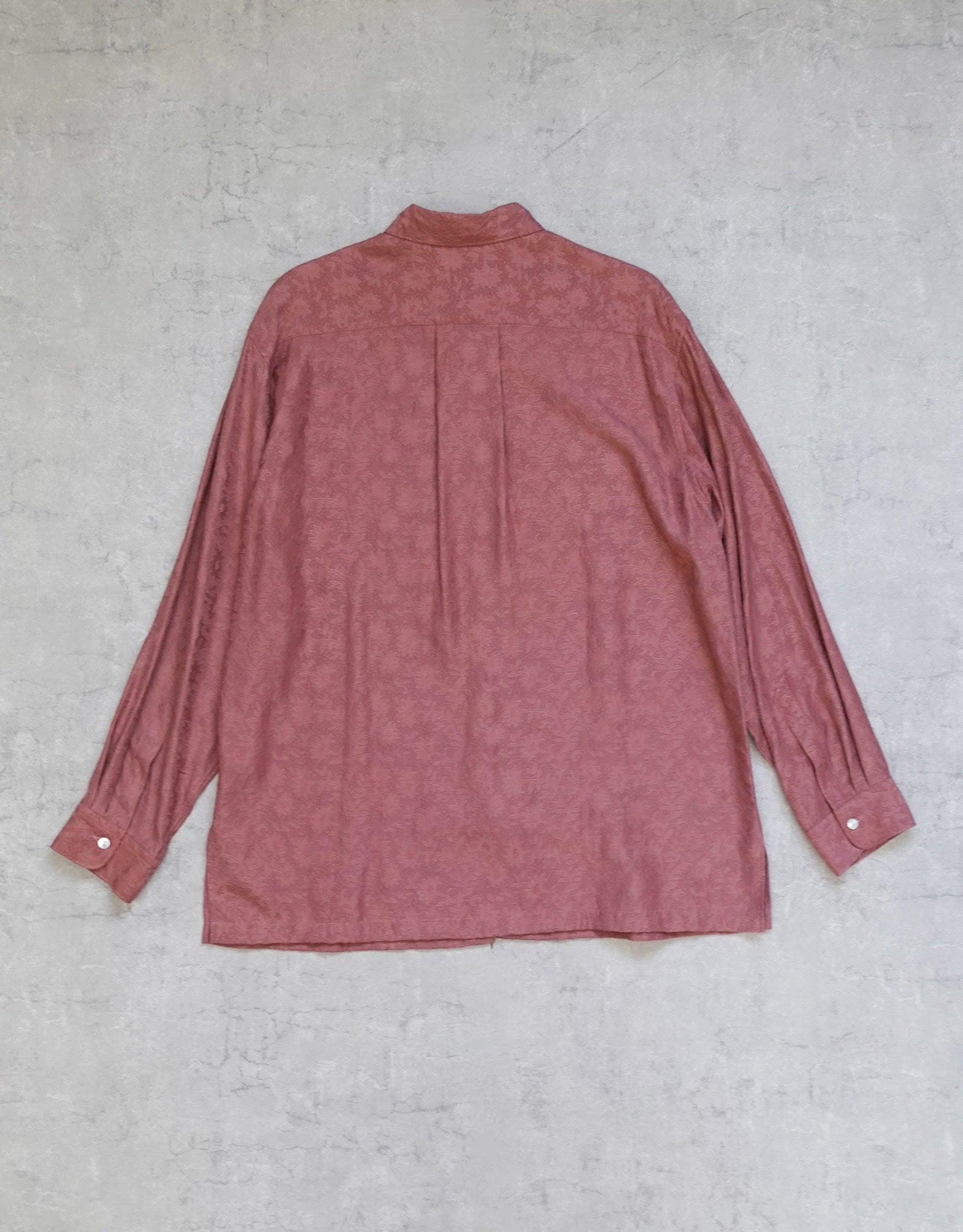 NEZU YO-HINTEN(根津洋品店) ジャガードシャツ ピンク コットン キュプラ シルクのようななめらかさ 通販 184cm着用イメージ 物撮り 背面 セレクトショップ VOUILLON