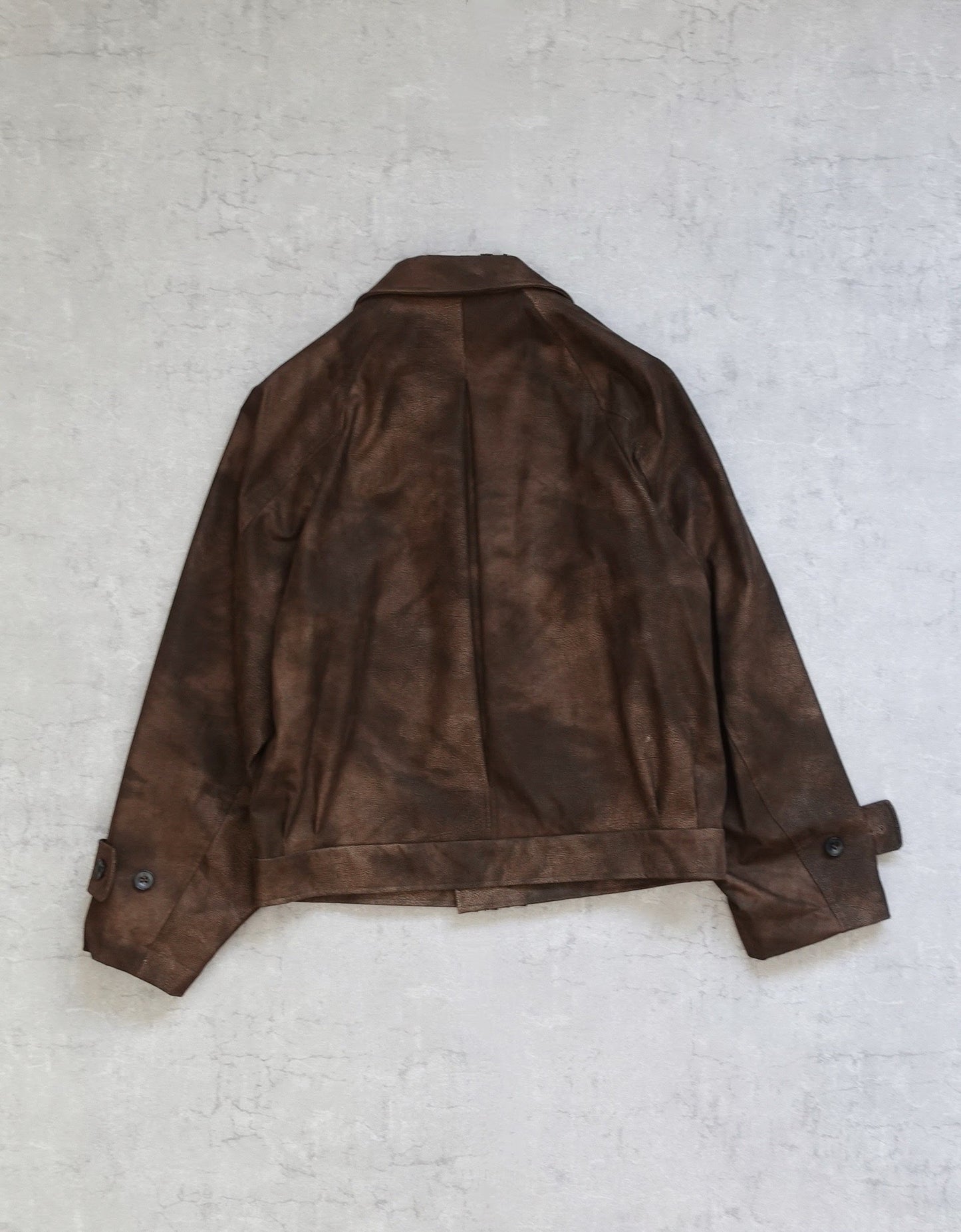 SYNTHETIC LEATHER MIDDLE AGE SHORT JACKET
