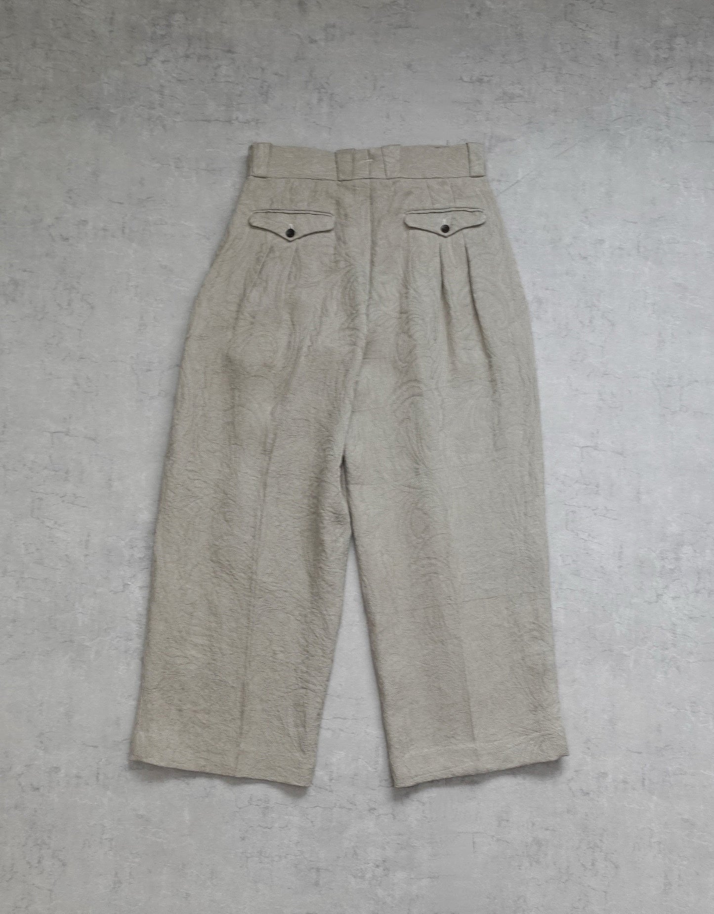 NEZU YO-HINTEN(根津洋品店) TANGO PANTS ワイドシルエット ジャガード ベージュ リネン 通販 物撮り 背面 セレクトショップ VOUILLON