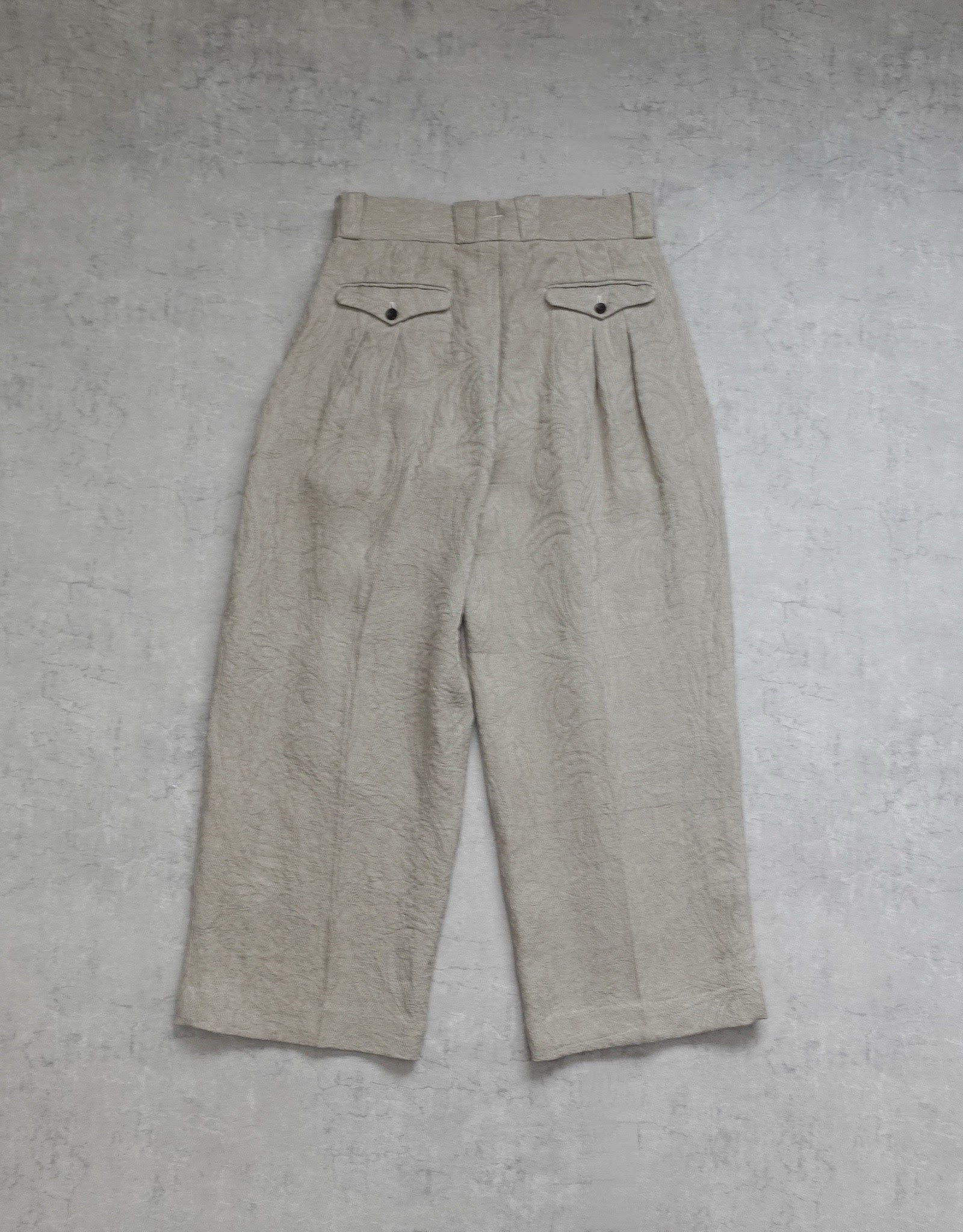 NEZU YO-HINTEN(根津洋品店) TANGO PANTS ワイドシルエット ジャガード ベージュ リネン 通販 物撮り 背面 セレクトショップ VOUILLON