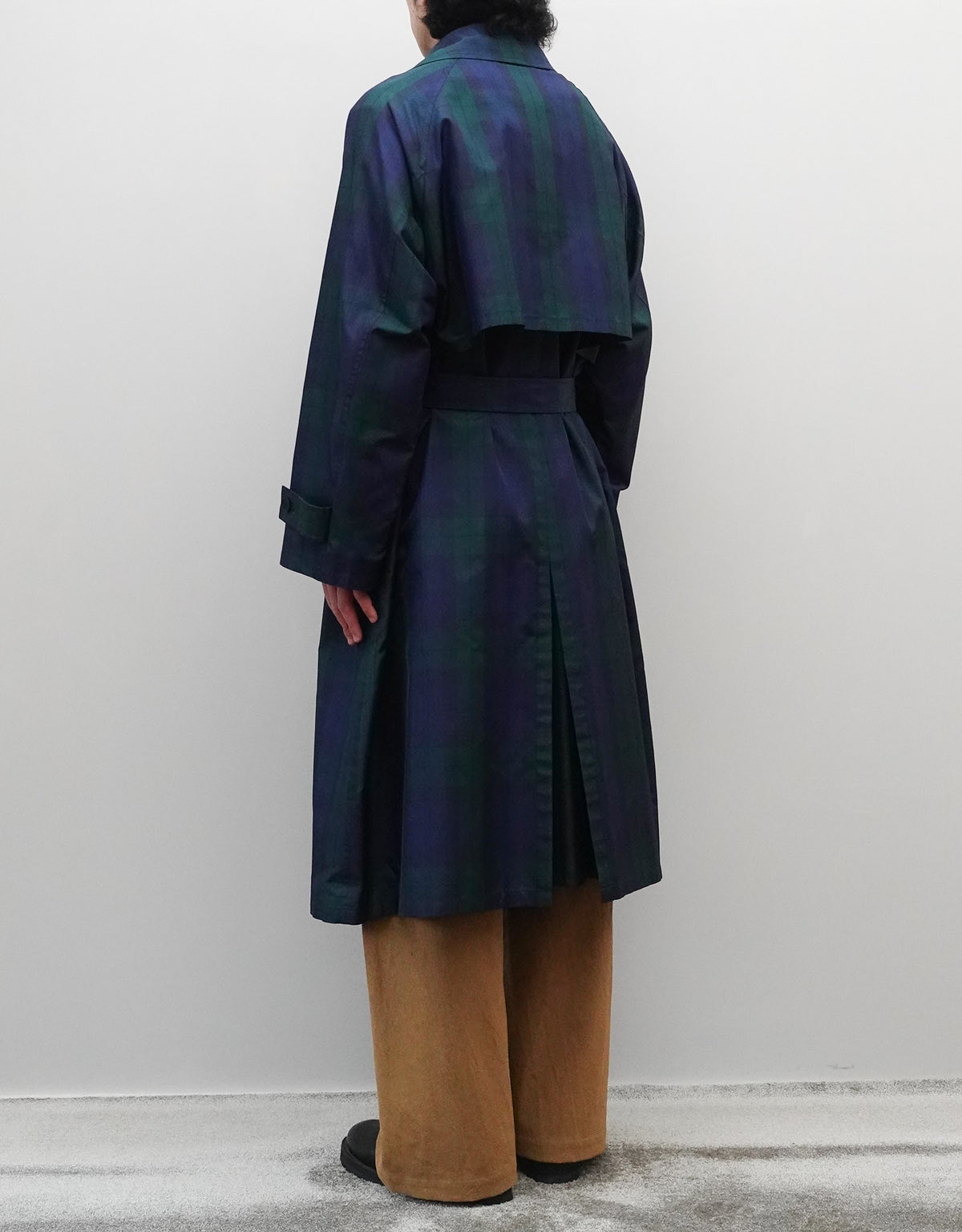 SILK BLACK WATCH WRAP TRENCH COAT