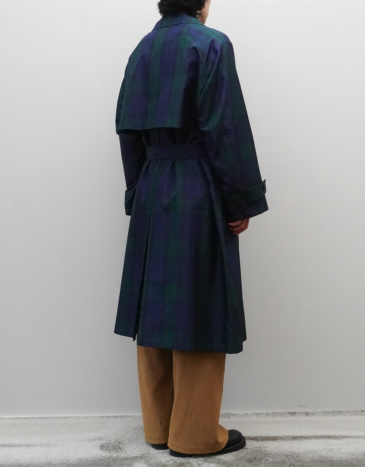 SILK BLACK WATCH WRAP TRENCH COAT