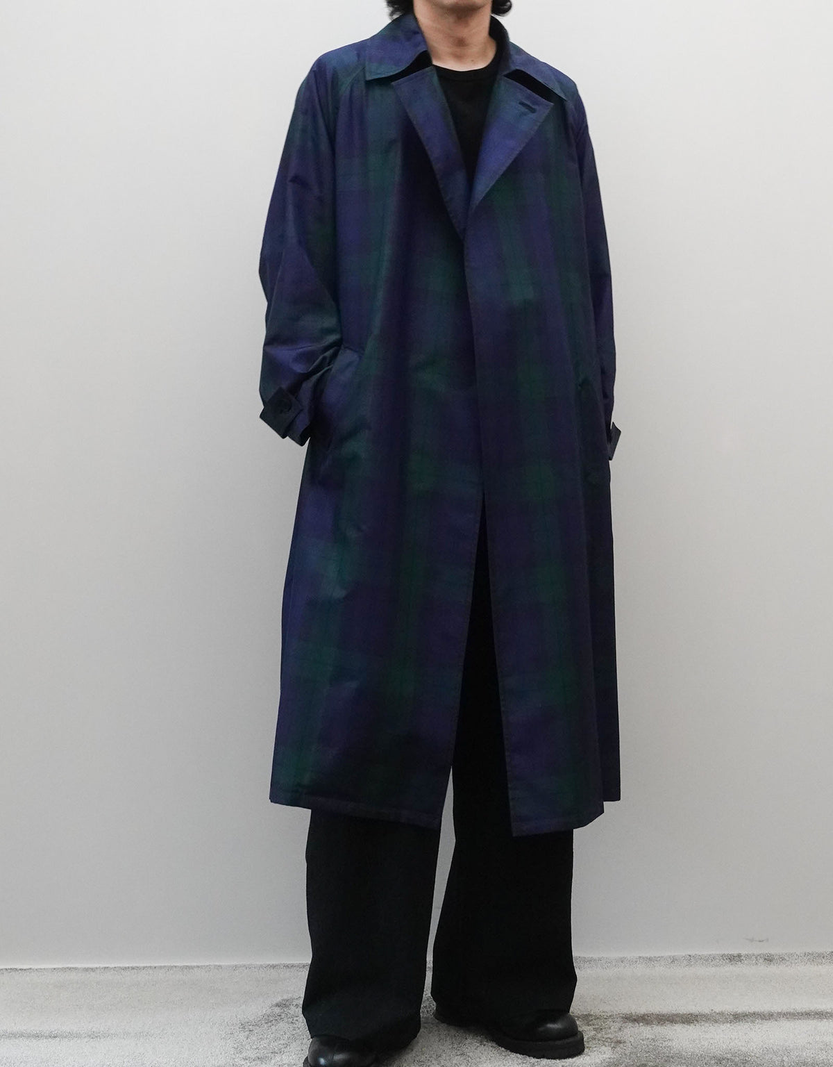 SILK BLACK WATCH WRAP TRENCH COAT