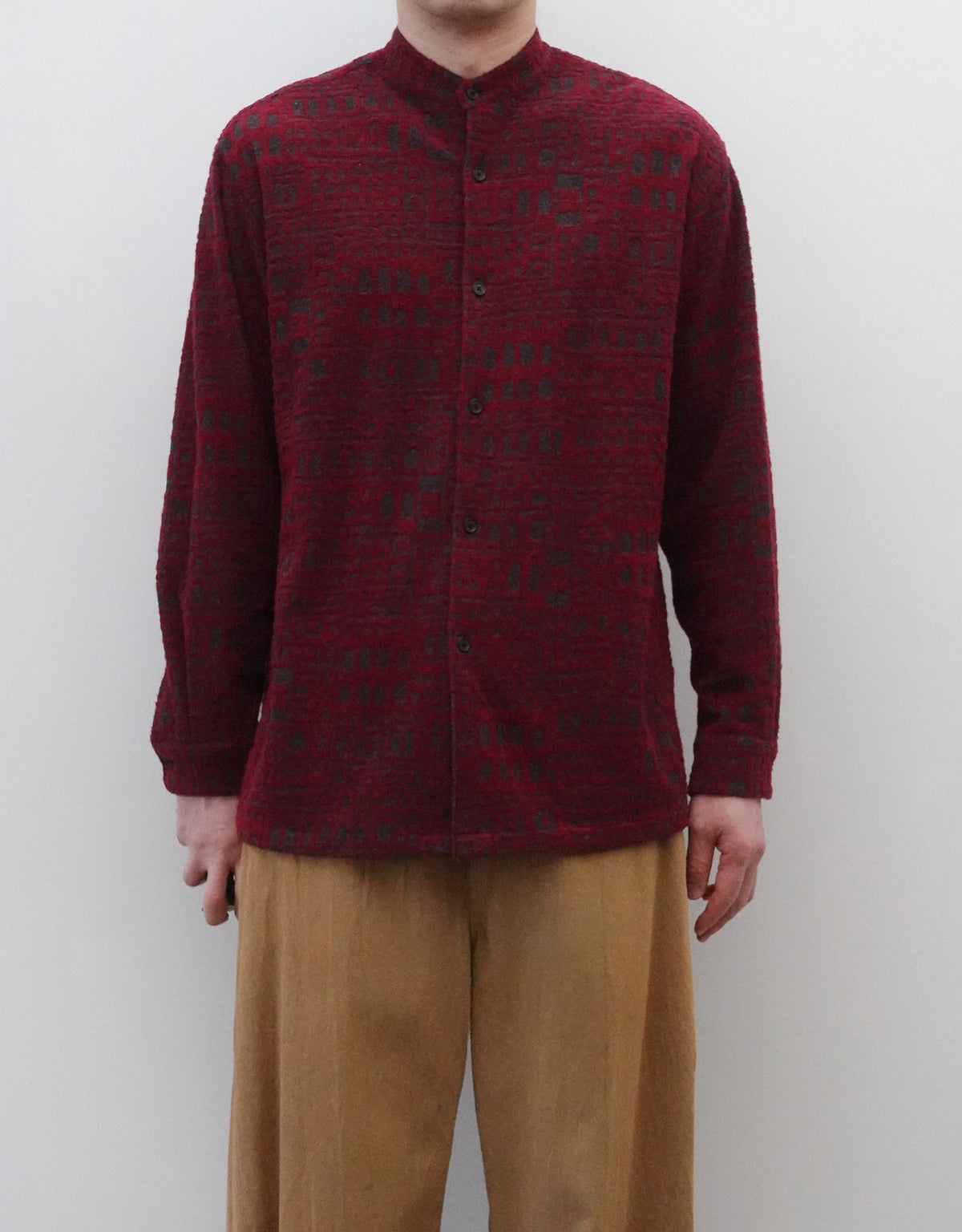 WOOL PILE JACQUARD MIDDLE AGE STAND SHIRT