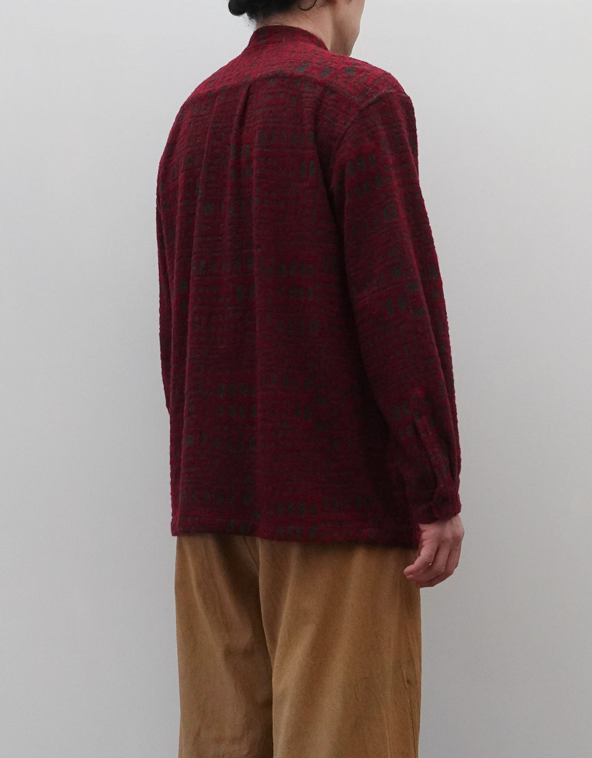 WOOL PILE JACQUARD MIDDLE AGE STAND SHIRT
