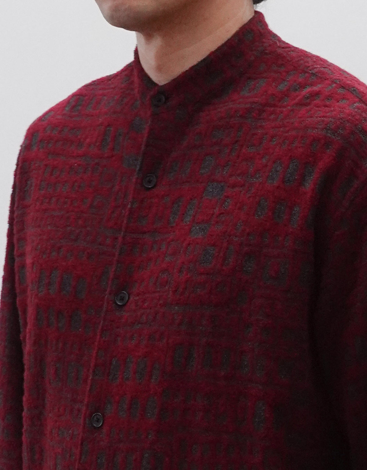 WOOL PILE JACQUARD MIDDLE AGE STAND SHIRT