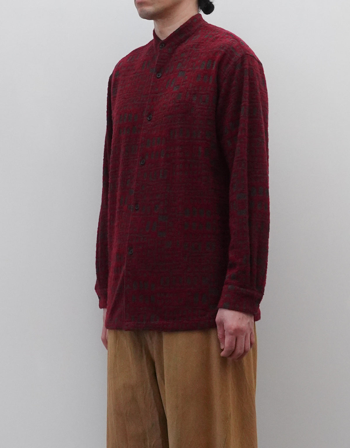 WOOL PILE JACQUARD MIDDLE AGE STAND SHIRT