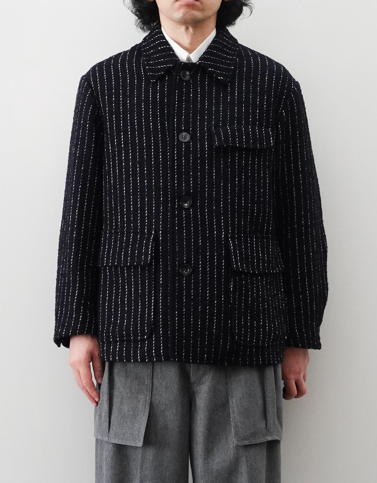STRIPE BOUCLE UNCLE JACKET