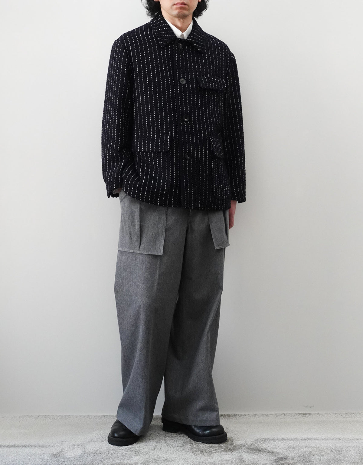 STRIPE BOUCLE UNCLE JACKET