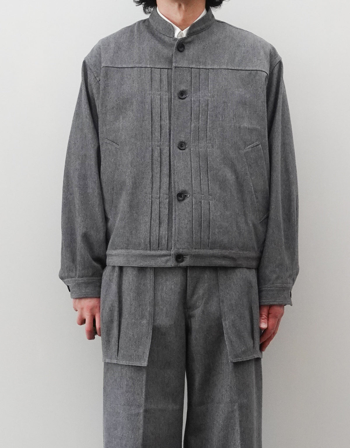 NEZU YO-HINTEN ウールコットン ワークブルゾン GRAY 着用画像1