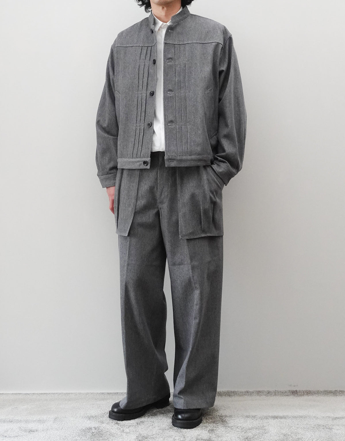 NEZU YO-HINTEN ウールコットン ワークブルゾン GRAY 着用画像2
