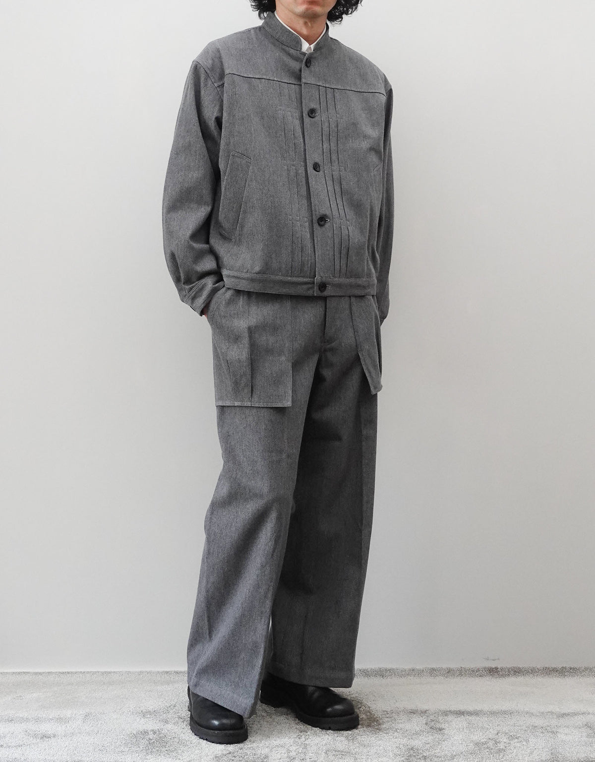 NEZU YO-HINTEN ウールコットン ワークブルゾン GRAY 着用画像9