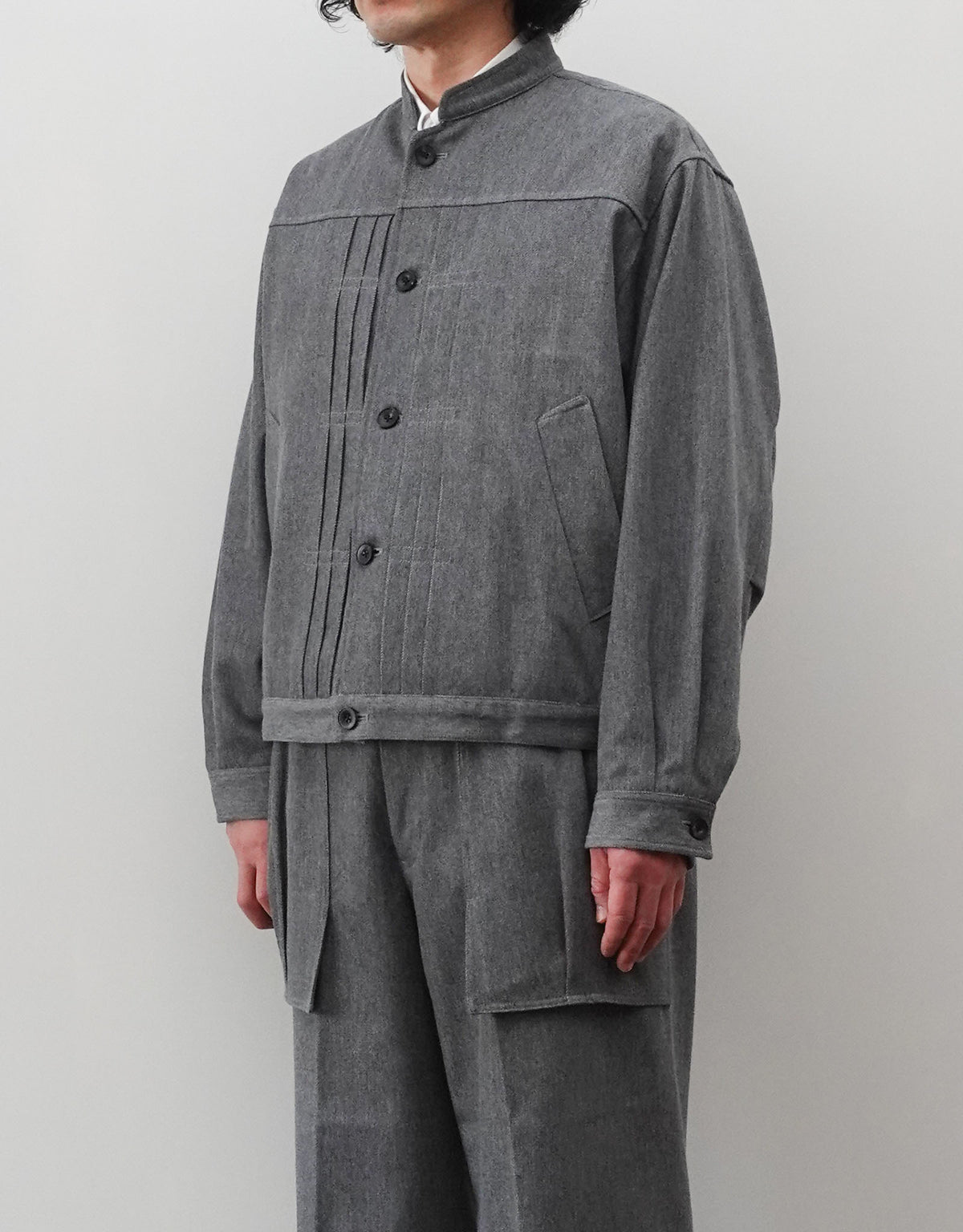 NEZU YO-HINTEN ウールコットン ワークブルゾン GRAY 着用画像6