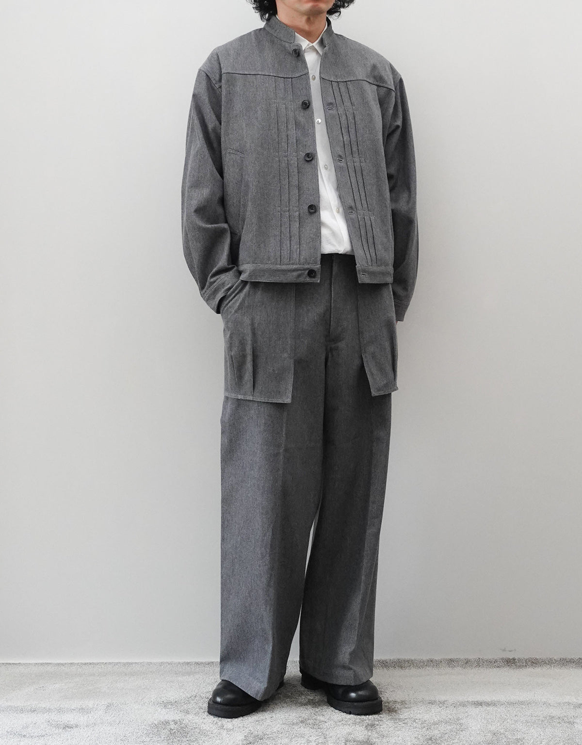 NEZU YO-HINTEN ウールコットン ワークパンツ GRAY 着用画像8