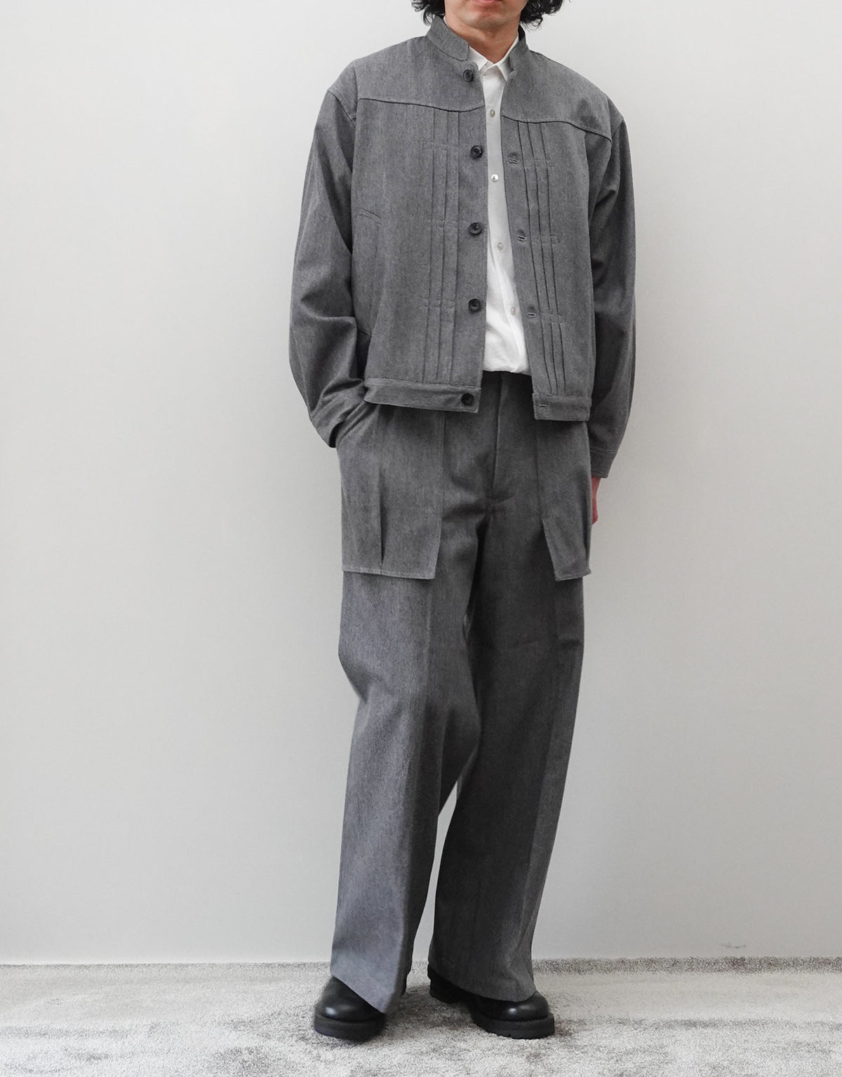 NEZU YO-HINTEN ウールコットン ワークパンツ GRAY 着用画像2