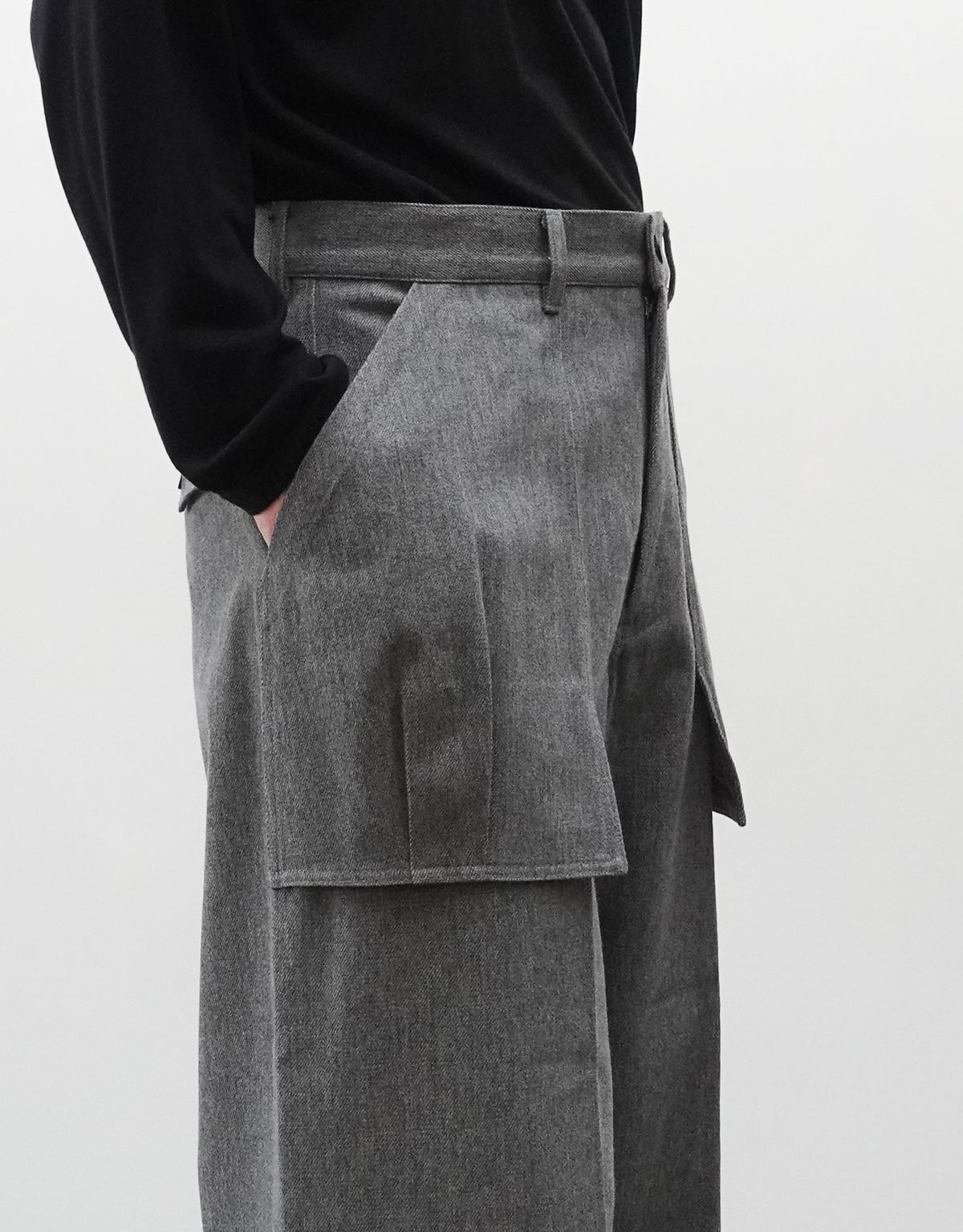 NEZU YO-HINTEN ウールコットン ワークパンツ GRAY 着用画像3