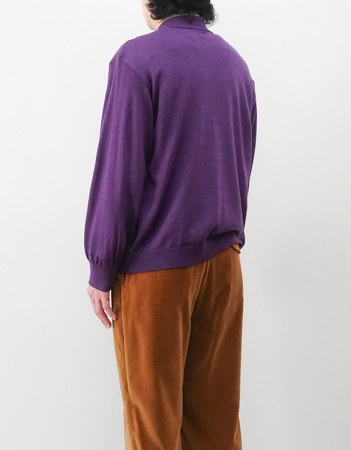 SOUVENIR JACQUARD KNIT SHIRT スーベニアジャガードニットシャツ パープル 上半身右後向き