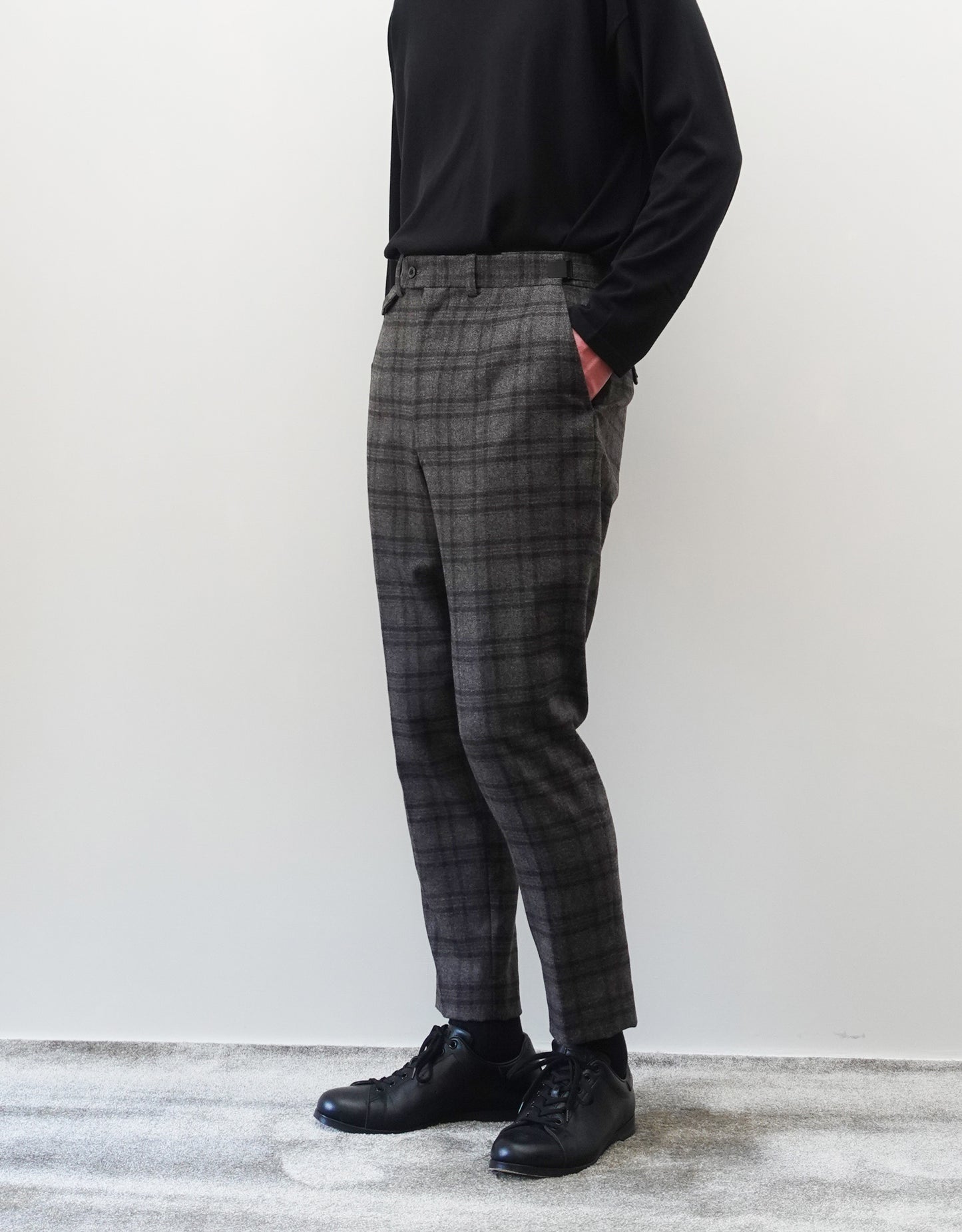 TWO DARTS SLIM TROUSERS - GRAYBROWN CHECK -