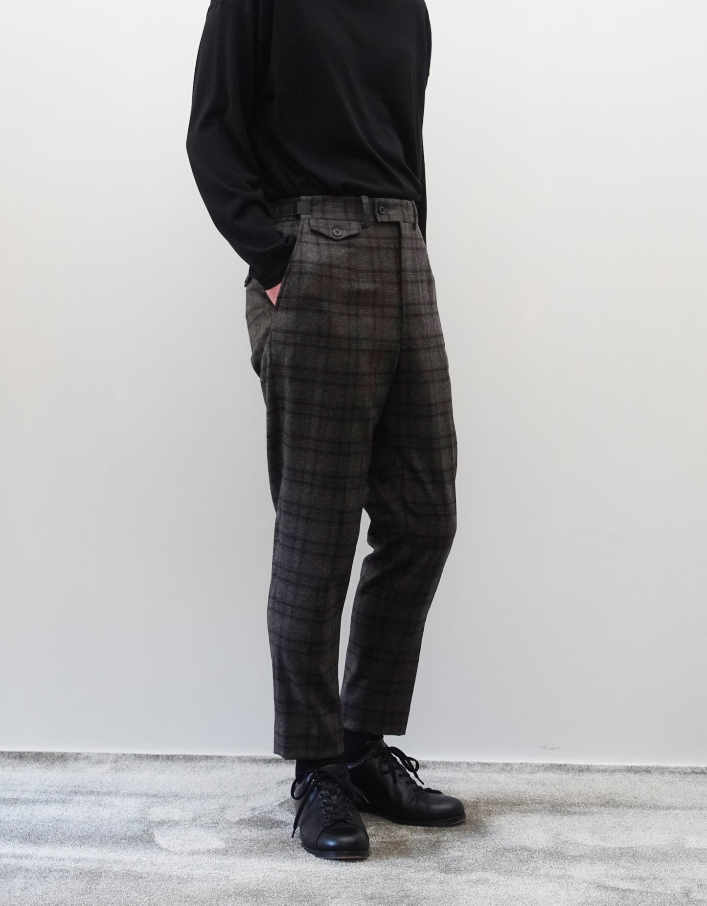 TWO DARTS SLIM TROUSERS - GRAYBROWN CHECK -