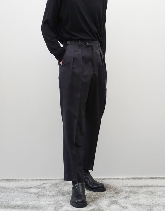 TWO TUCK TROUSERS - WINE×GRAY -