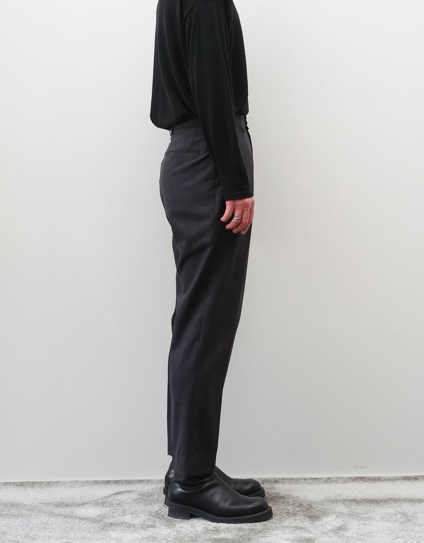 TWO TUCK TROUSERS - WINE×GRAY -