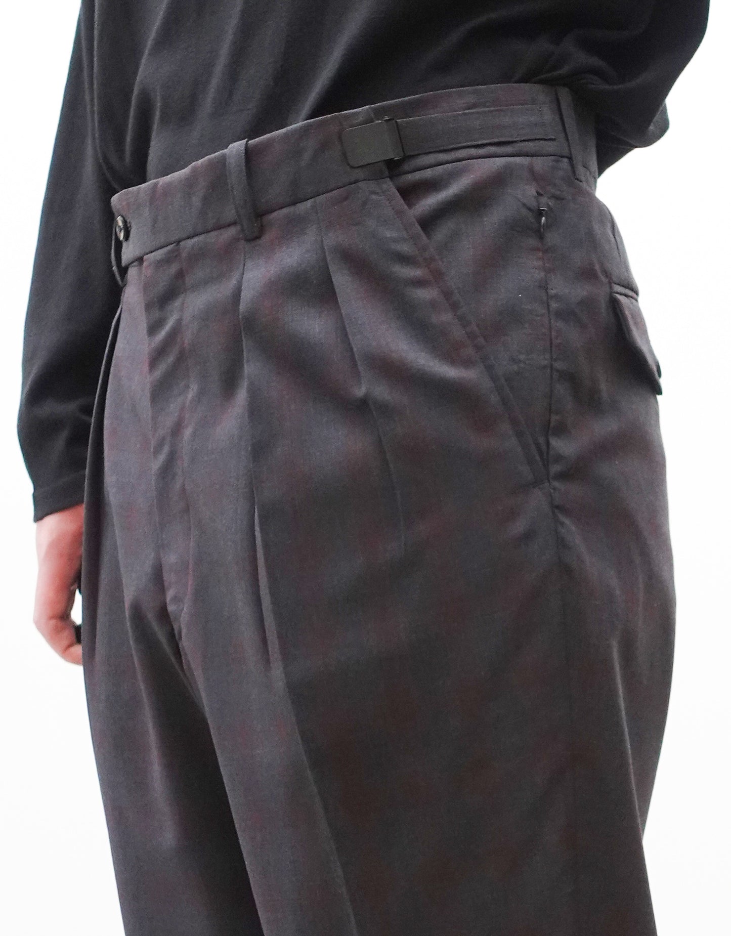 TWO TUCK TROUSERS - WINE×GRAY -