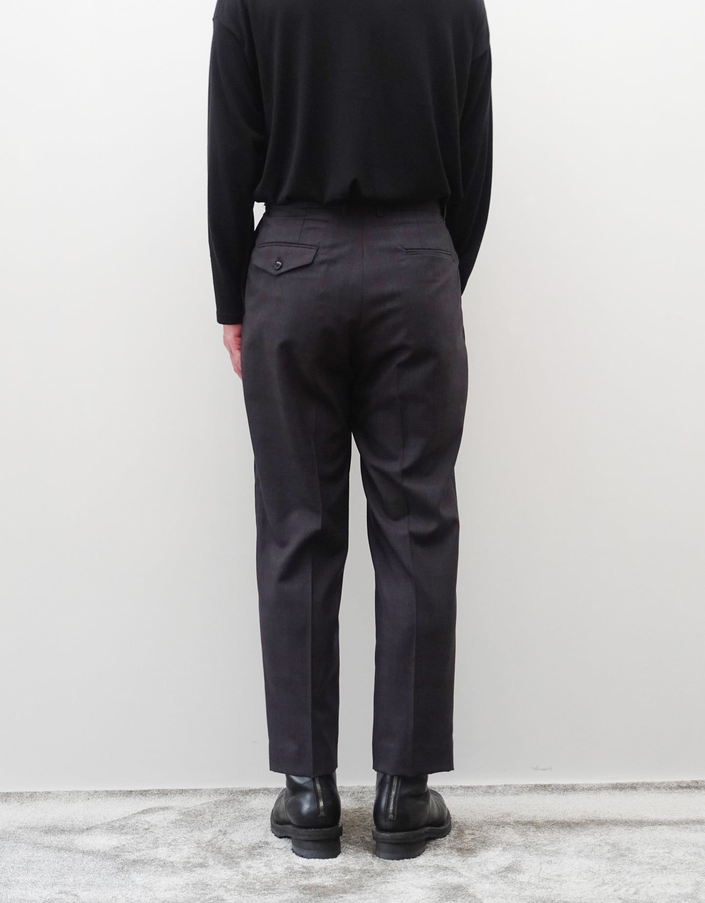 TWO TUCK TROUSERS - WINE×GRAY -