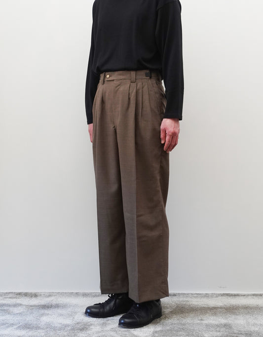 FOUR PLEATS WIDE TROUSERS - WALNUT -