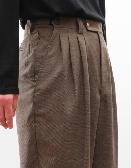 FOUR PLEATS WIDE TROUSERS - WALNUT -