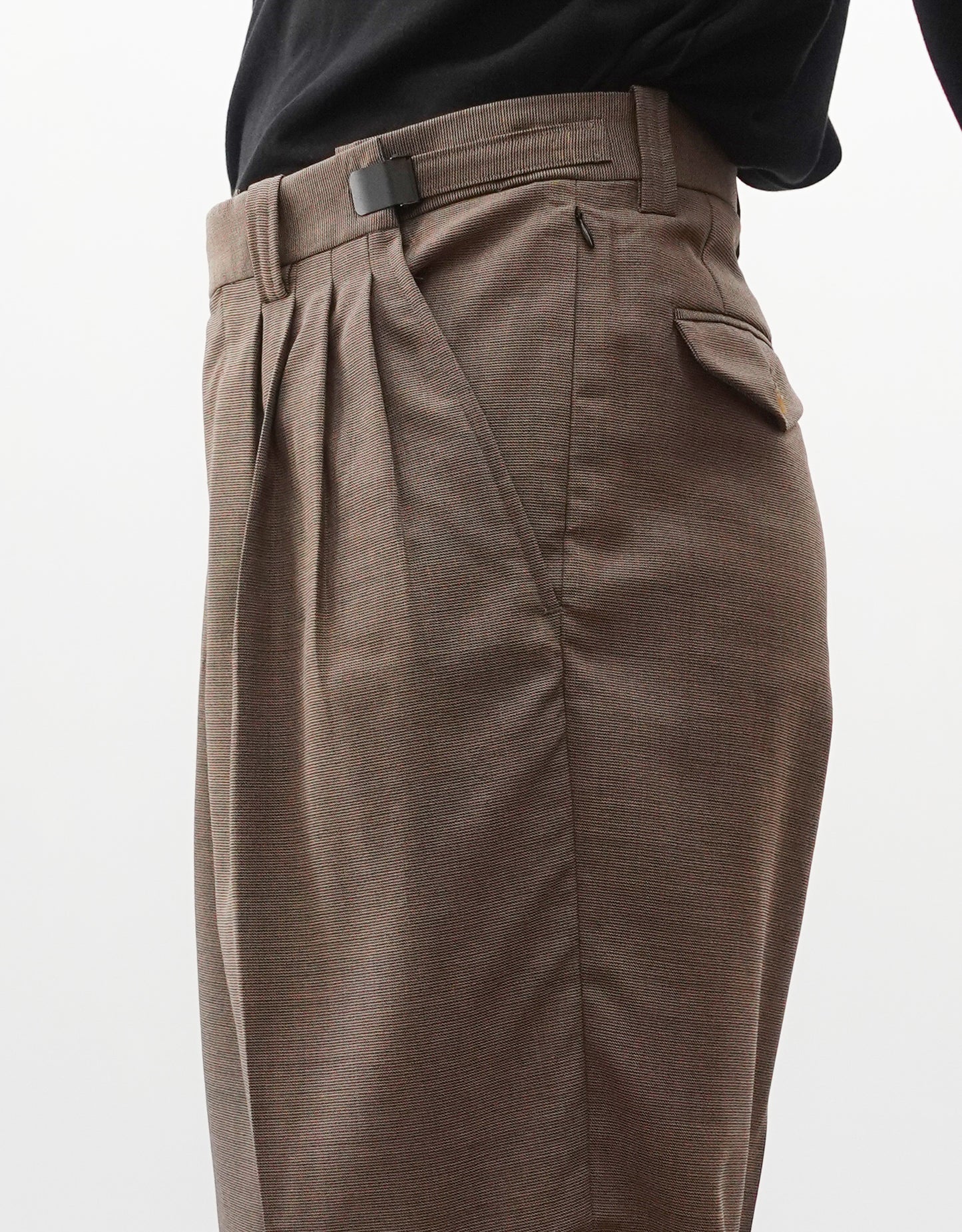 FOUR PLEATS WIDE TROUSERS - WALNUT -