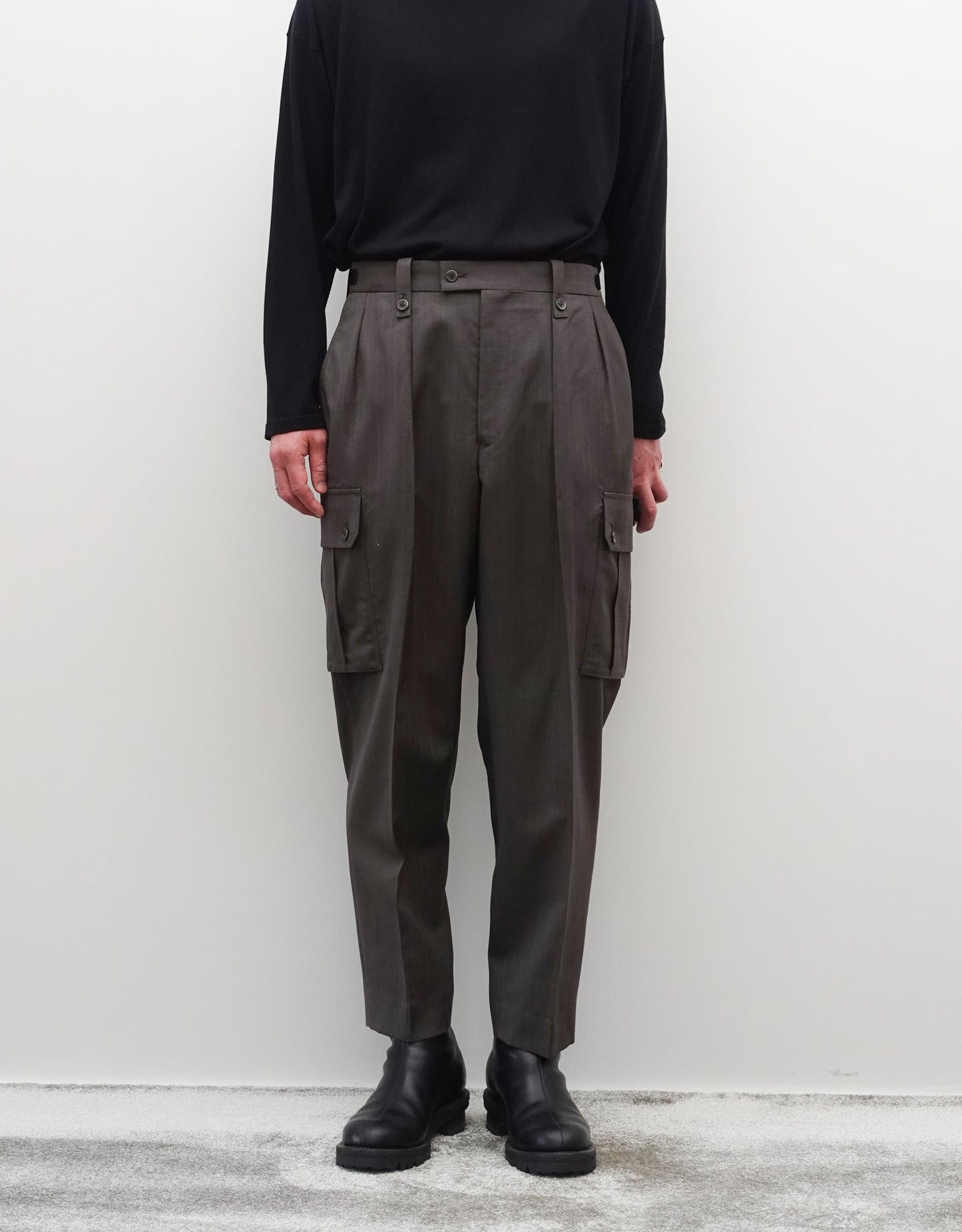TWO TUCK CARGO SLACKS - ASH TAUPE -