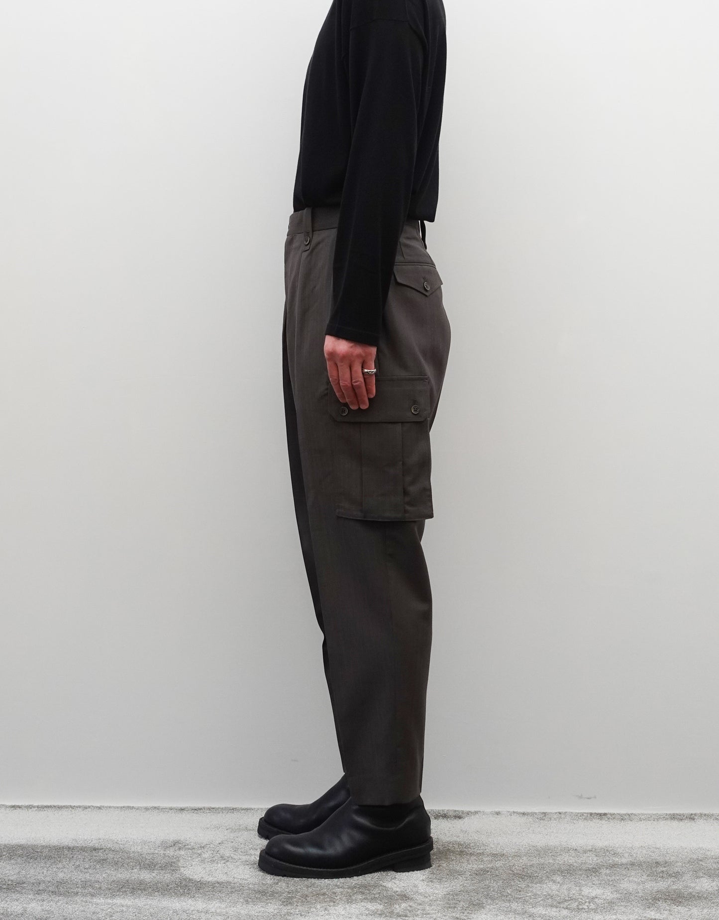 TWO TUCK CARGO SLACKS - ASH TAUPE -
