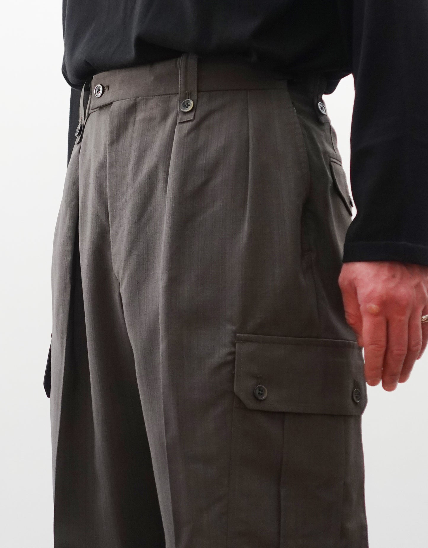 TWO TUCK CARGO SLACKS - ASH TAUPE -